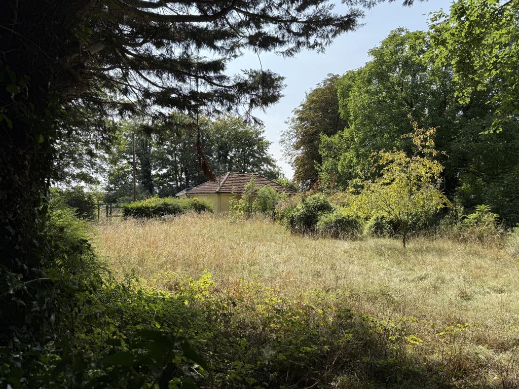 Lot: 121 - FREEHOLD DETACHED BUNGALOW WITH SEPARATE WORKSHOP AND GARAGE ON PLOT OF 0.83 ACRES FOR IMPROVEMENT OR REDEVELOPMENT - View of land and bungalow taken from driveway